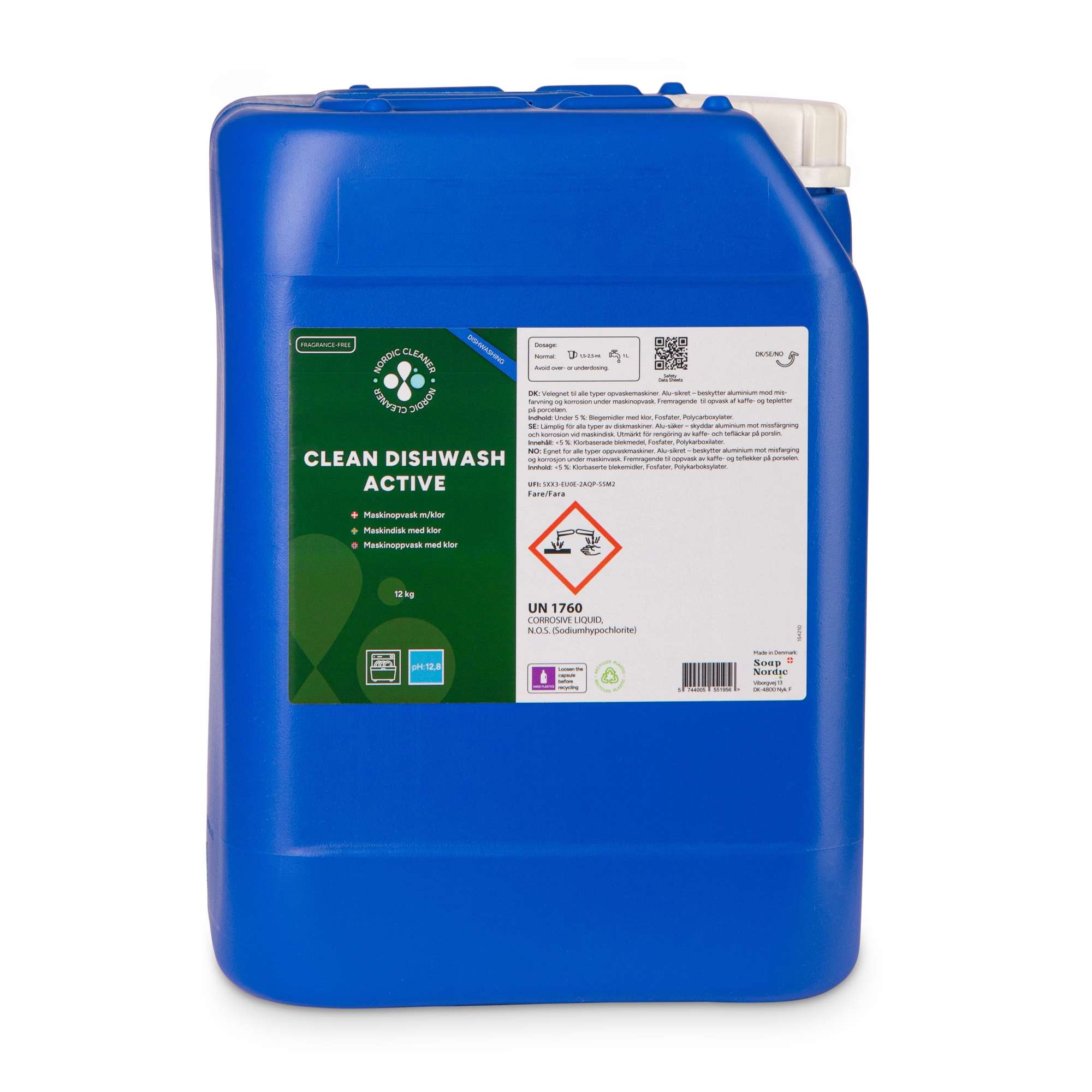 Clean Dishwash Active - Maskinopvask m/klor 12 kg
