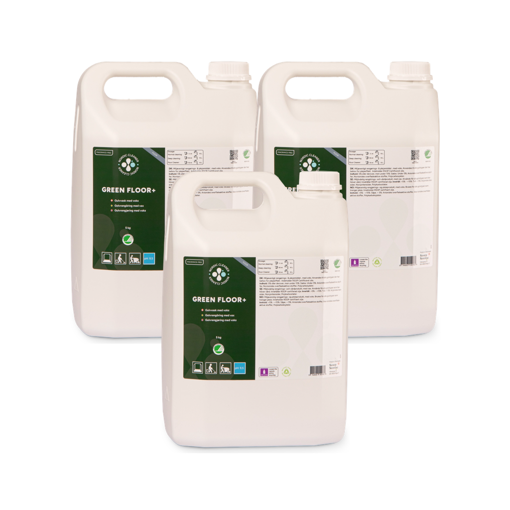 Green Floor+ 3x5 L - Gulvvask med voks uden parfume