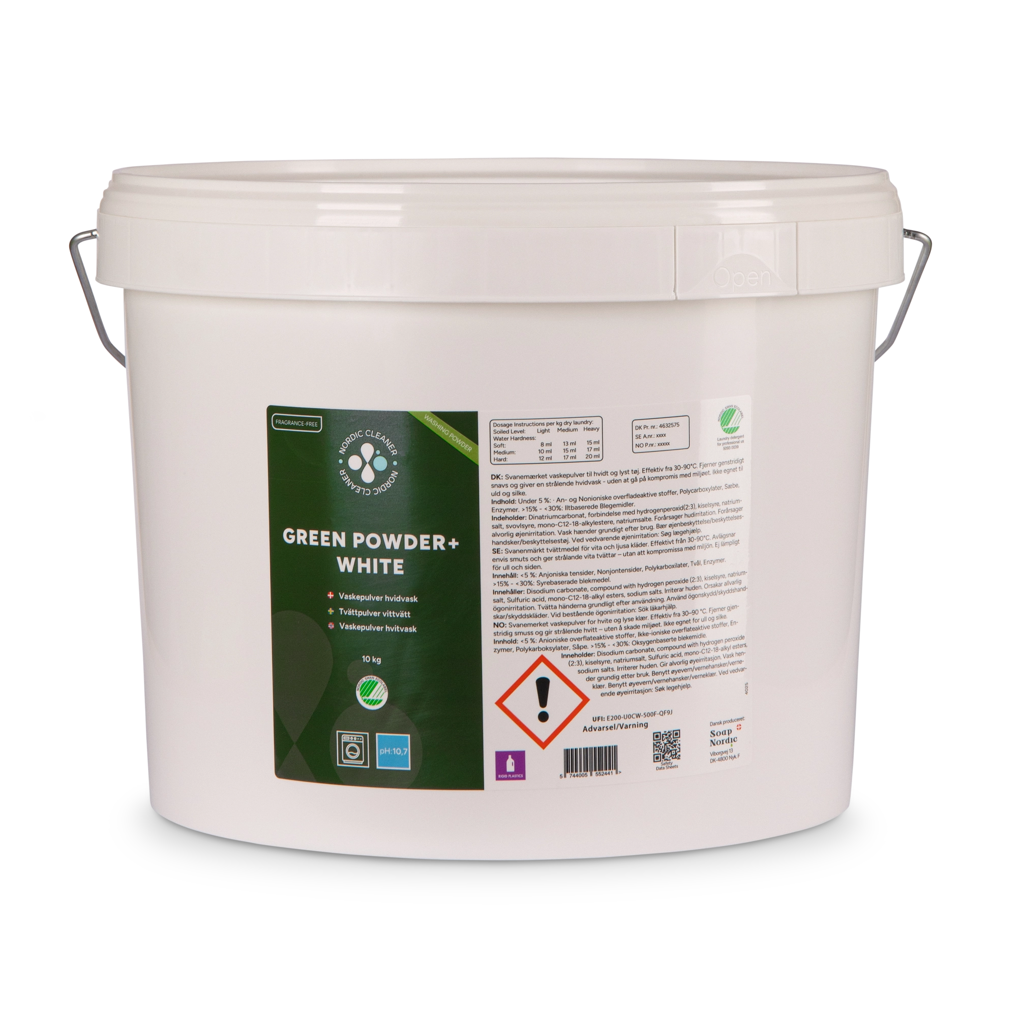 Green Powder+ White - Vaskepulver Hvidvask 10 kg