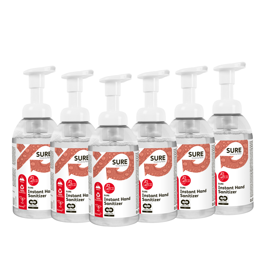 SURE Instant Hand Sanitizer 6x0.475 L - Plantebaseret Hånddesinfektion